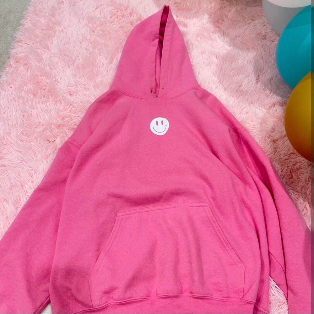 Pink Hoodie with Smiley Face